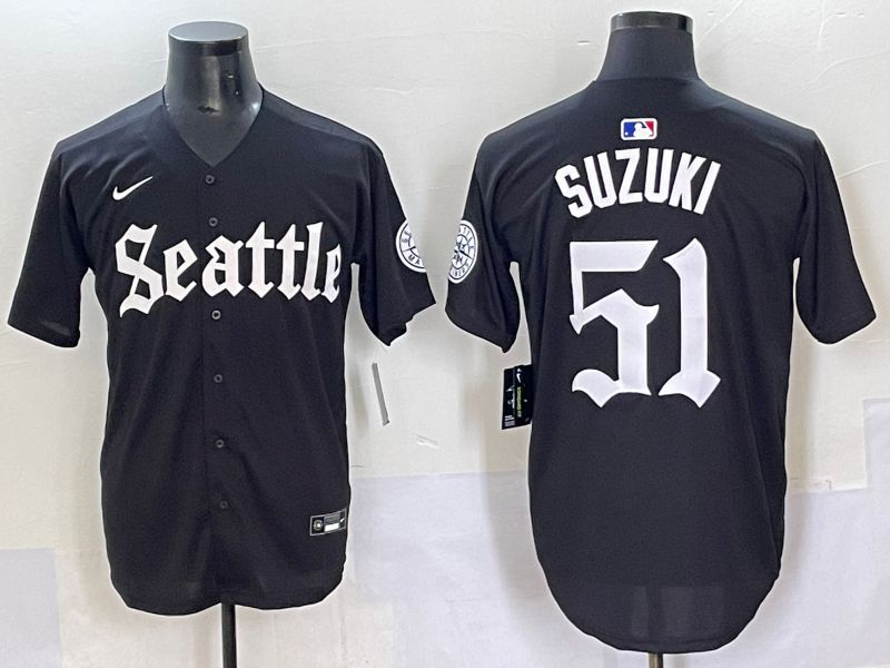 Men 2025 Seattle Mariners 51 Suzuki Five generations Joint Name Nike MLB Jersey style 1